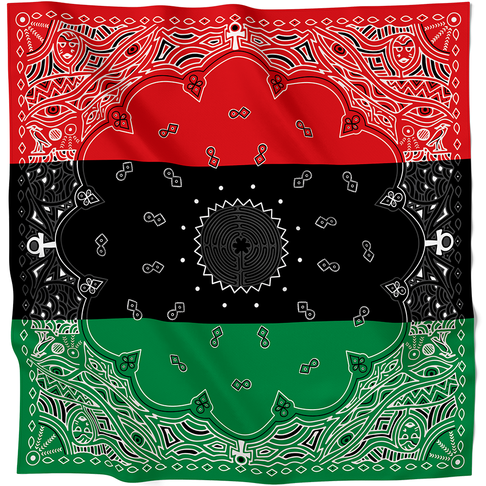 BANDANA PAN-AFRICAN KEMETIC PRINT ANKH - KAMDANA