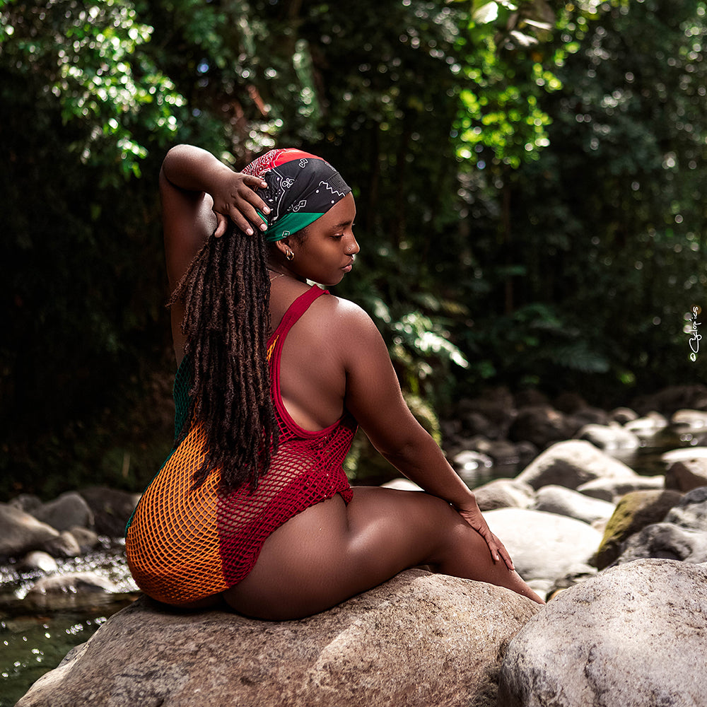 WOMAN BANDANA PAN-AFRICAN AFRICAN PRINT ANKH - KAMDANA