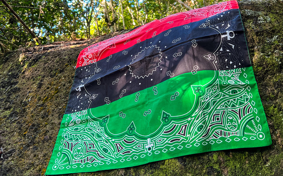 PAN-AFRICAN FLAG RED BLACK GREEN KEMETIC COTTON BANDANA - KAMDANA.COM