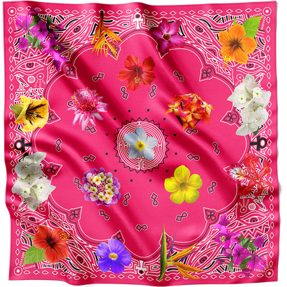 BUY PINK BANDANA SATIN AFRICAN PRINT FLORAL PARADISE -  KAMDANA