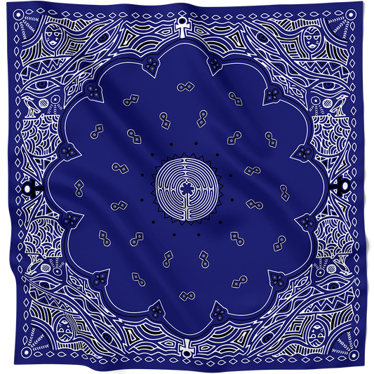 NAVY BLUE BANDANA AFRICAN PRINT ANKH - KAMDANA