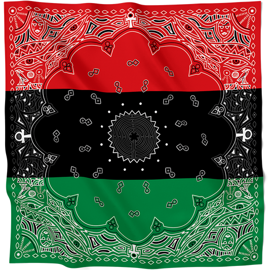 BANDANA PAN-AFRICAN KEMETIC PRINT ANKH - KAMDANA